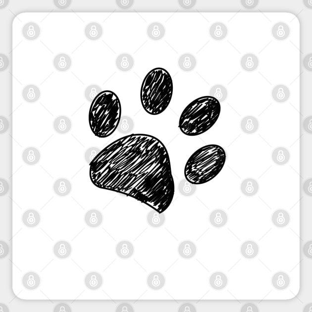 Black doodle paw print Sticker by GULSENGUNEL